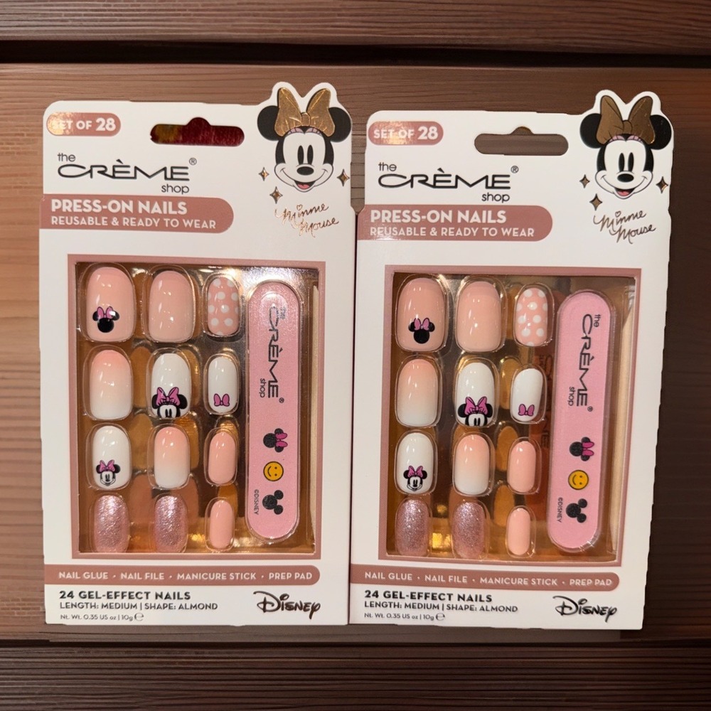 The Crème Shop Minnie Mouse Reusable‎ Press On Nails 24 Gel Effect Med Length 2X